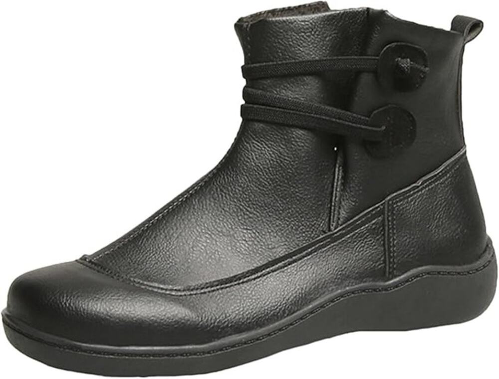Women Ankle Boots Low Heel Slip on Comfortable Booties Black Size 9 US / 40CN
